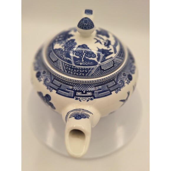 Large Vintage Johnson Bros.Blue Willow Teapot & Lid, England,VGC,No Chips/Cracks - Picture 5 of 11